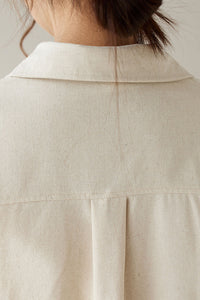 Spring Long Linen Shirt Dress C3174