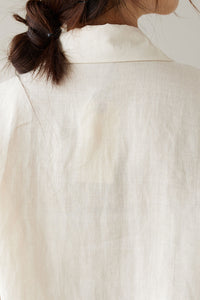 Women Spring Apricot Linen Shirt C3175