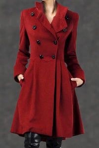 Winter Asymmetrical Military Wool Coat C2592
