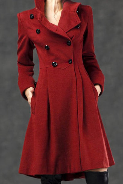 Winter Asymmetrical Military Wool Coat C2592