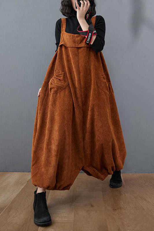 Women Casual Loose Corduroy Overalls C2986