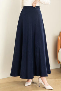 A-Line Maxi Wool Skirt C3074#