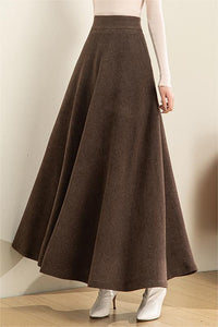 A-Line Maxi Wool Skirt C3074#