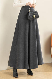 A-Line Maxi Wool Skirt C3074#