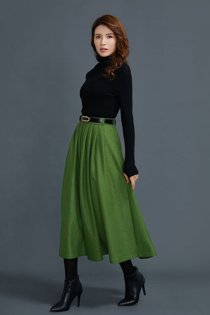 Wool pleated wool maxi skirt C1659