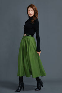 Wool pleated wool maxi skirt C1659