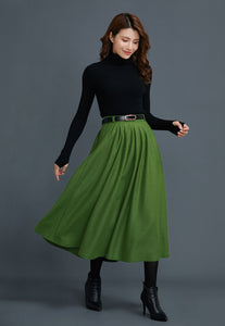 Wool pleated wool maxi skirt C1659