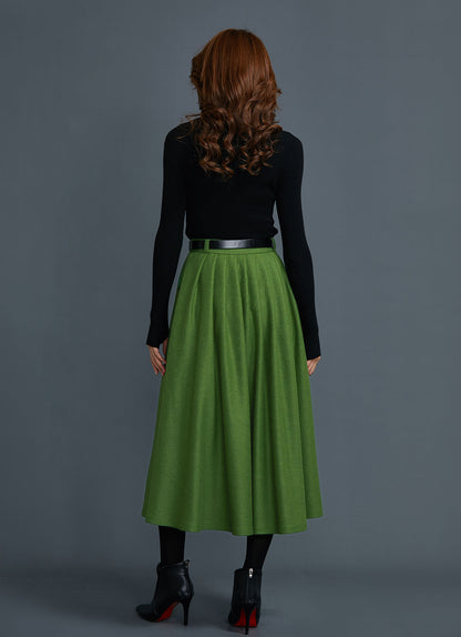 Wool pleated wool maxi skirt C1659