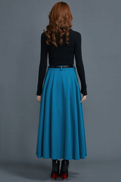 pleated Winter Wool Skirt with Pockets c1662 XS#yy05469
