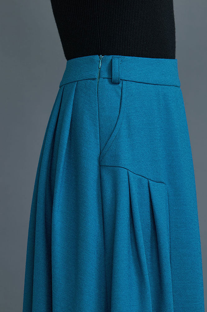 pleated Winter Wool Skirt with Pockets c1662 XS#yy05469