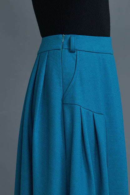 pleated Winter Wool Skirt with Pockets c1662 XS#yy05469