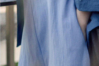 Casual Light Blue Linen Jumpsuits C2384