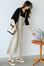 Load image into Gallery viewer, Casual Cropped Linen Jumpsuits in Natural Linen Color C2388
