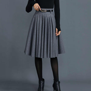 Knee Length Circle Wool Skirt for Women C1660#