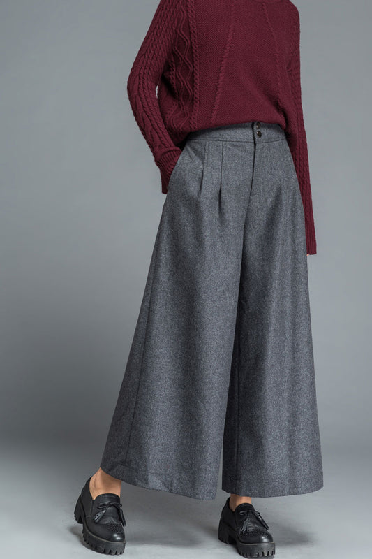 Wool Wide leg pants C1207