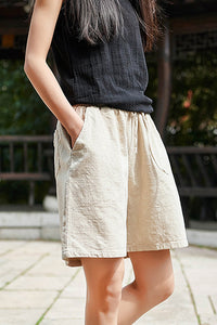 Women Summer Loose Cotton Linen Short Pants C2827