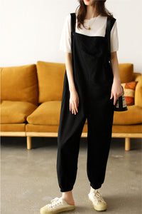 Casual Cotton Jumpsuits in Black C2380