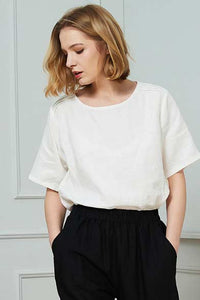 white linen blouse for women C1727#