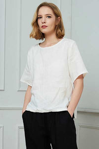 white linen blouse for women C1727#