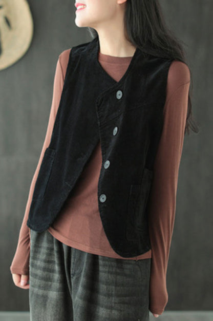 Dark Red Corduroy Vest C2444