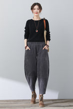 Load image into Gallery viewer, Women Casual Gray Corduroy Pants C3016
