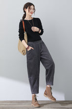 Load image into Gallery viewer, Women Gray Casual Corduroy Pants C3016
