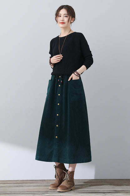 Women Casual A-Line Corduroy Skirt C3017