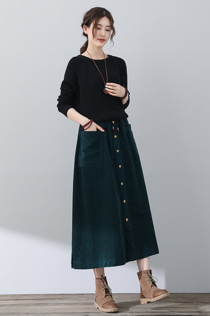 Women Casual A-Line Corduroy Skirt C3017