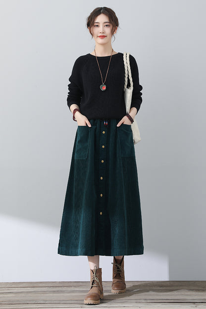Women Casual A-Line Corduroy Skirt C3017