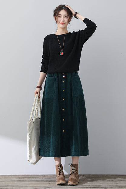Women Casual A-Line Corduroy Skirt C3017