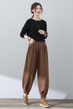 Load image into Gallery viewer, Long Brown Women Wool Pants C3022
