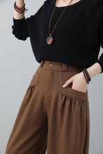 Load image into Gallery viewer, Long Brown Women Wool Pants C3022,Size 160-US2 #CK2202327

