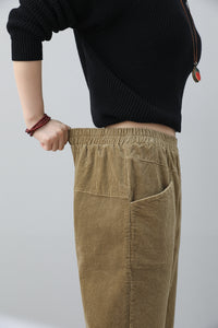 Women Casual Khaki Corduroy Pants C3023