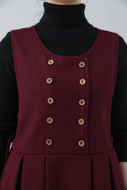 Women Sleeveless Midi Wool Dress C3024