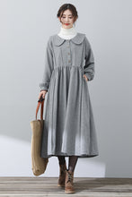 Load image into Gallery viewer, Autumn Winter Gray Wool Dress C3026
