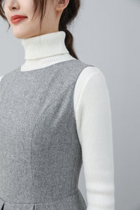 Autumn Winter Gray Midi Wool Dress C3027