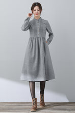 Load image into Gallery viewer, Women Winter Gray Wool Dress C3028
