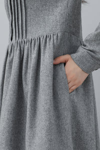 Women Winter Gray Wool Dress C3028