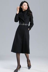 Long Black Coat Women, Warm Wool Coat C2463