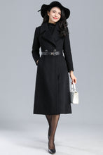 Load image into Gallery viewer, Long Black Coat Women, Warm Wool Coat C2463
