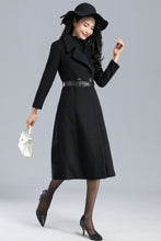 Load image into Gallery viewer, Long Black Coat Women, Warm Wool Coat C2463
