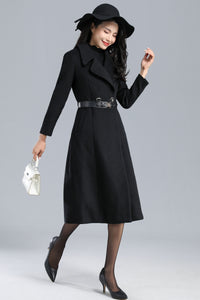 Long Black Coat Women, Warm Wool Coat C2463