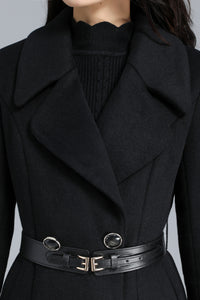 Long Black Coat Women, Warm Wool Coat C2463