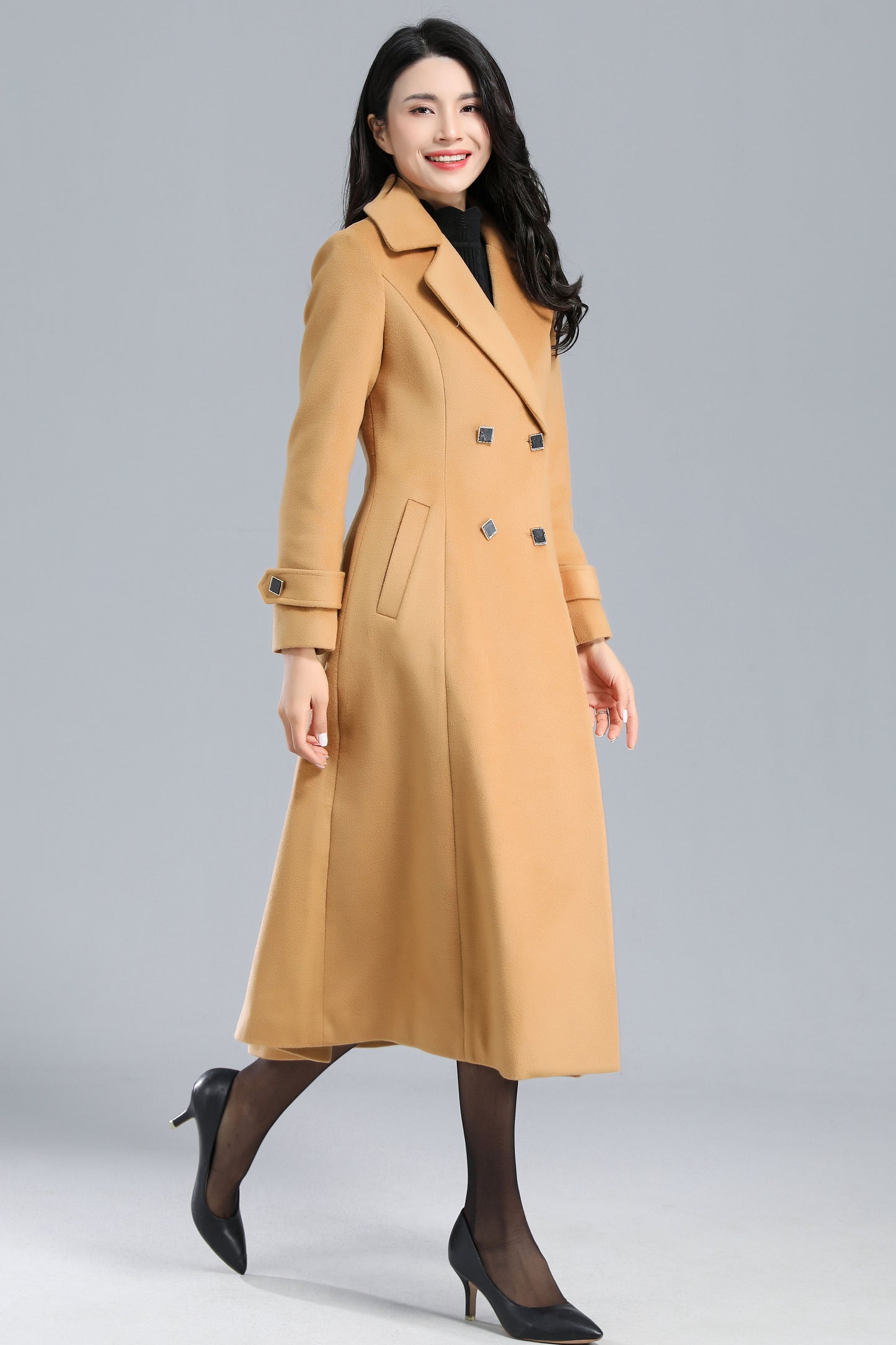 Long Wool Camel Coat Women C2467