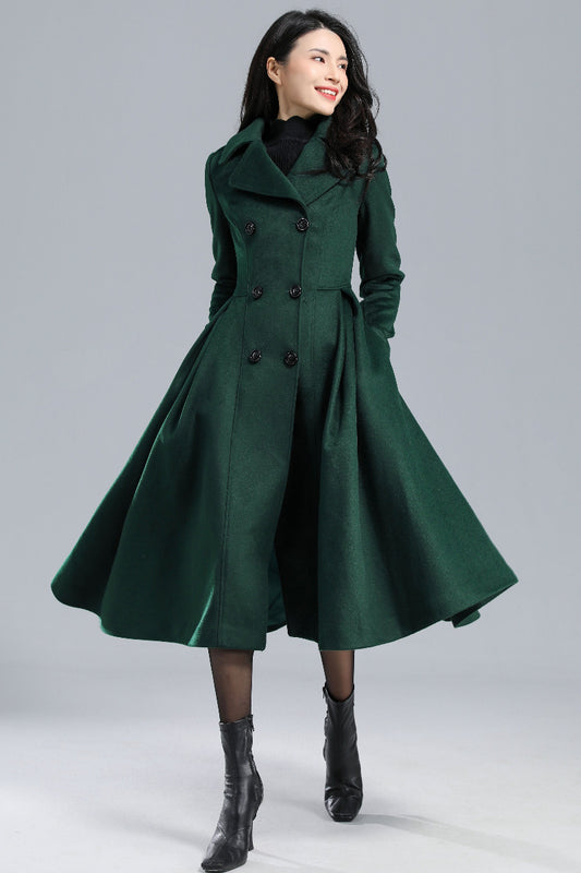 Vintage Inspired Long Wool Coat C2469