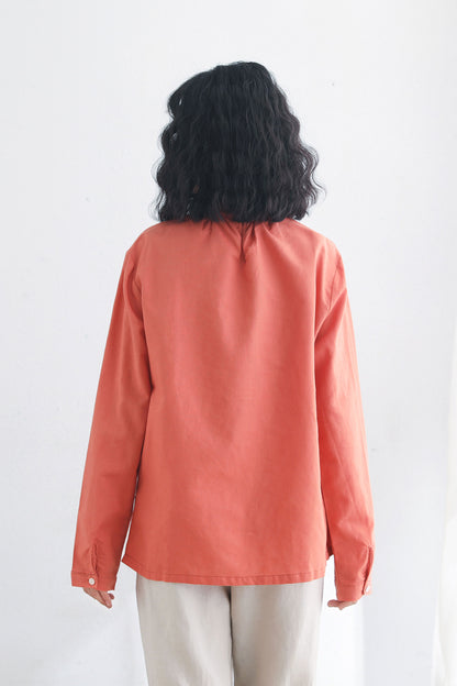 Women's Loose Fit Linen Blosues in Orange C2711
