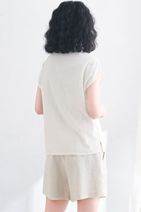 Summer Women White Short Sleeves Blouse C2715