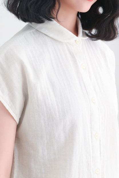Summer Women White Short Sleeves Blouse C2715