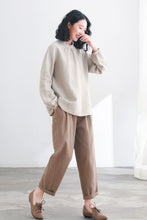 Load image into Gallery viewer, Back Buttons Long Sleeve Ruffle Linen Tops C2717
