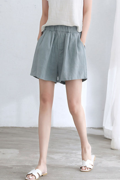 Summer High-Waisted Linen Shorts C2662 #CK2101716